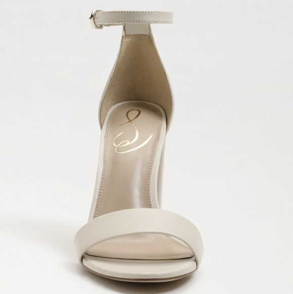 SAM EDELMAN Yaro Block Heel Elegant Cream Ankle Strap Heels NWT Size 7.5W - Picture 3 of 5